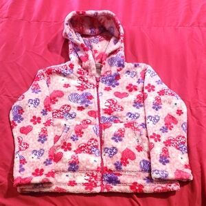 Extremely Me Kids Heart and Flower Fleece Hoodie Girls Soft Zip Up Jacket